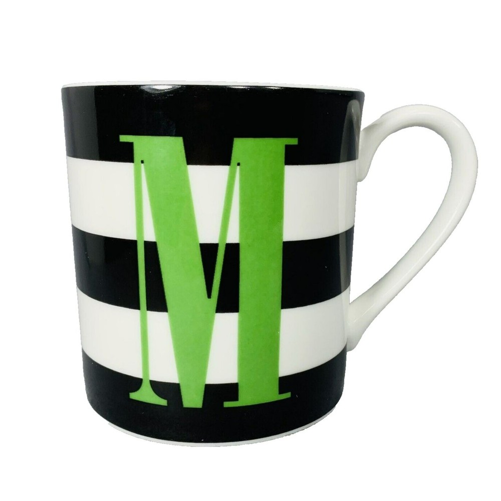 Kate Spade Lenox Mug Letter M What's In A Name Initial Monogram Black Stripes